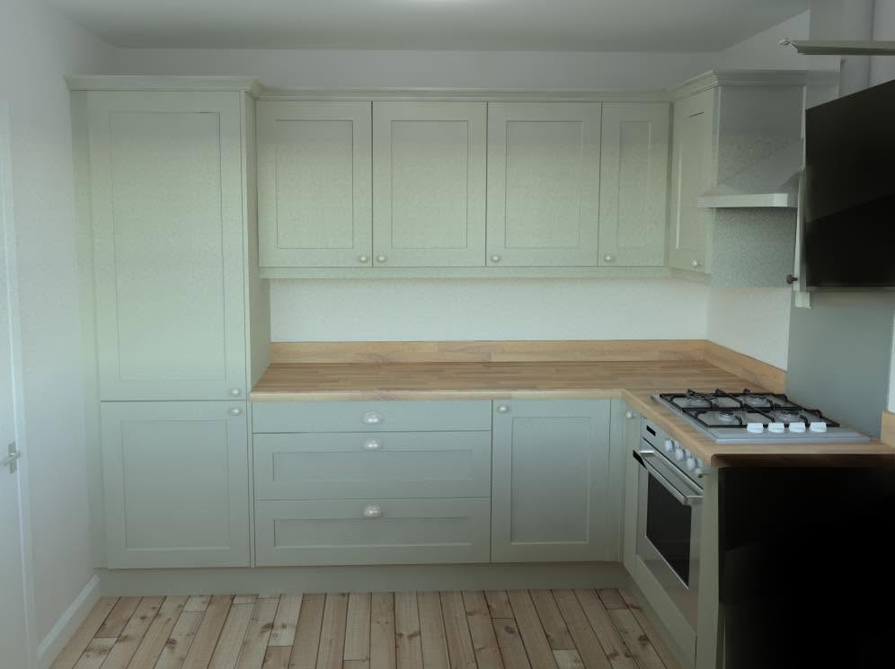 sage green kitchen installation Otley