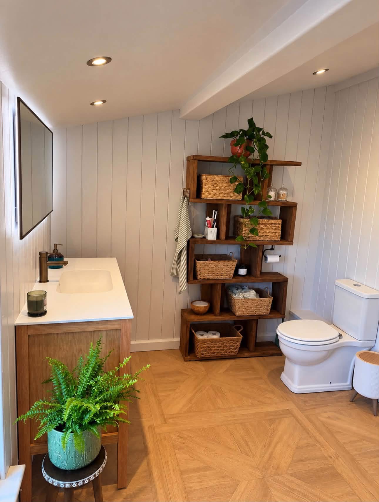 bronze finish bathroom with walk in shower Otley